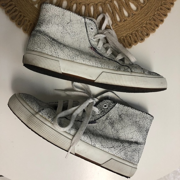 Cracked leather hightop supergas shoes size 7.5 - Picture 2 of 13